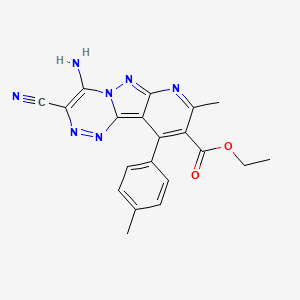 molecular formula C20H17N7O2 B14943296 ethyl 6-amino-5-cyano-11-methyl-13-(4-methylphenyl)-3,4,7,8,10-pentazatricyclo[7.4.0.02,7]trideca-1,3,5,8,10,12-hexaene-12-carboxylate 