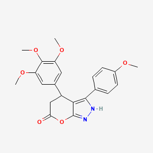 molecular formula C22H22N2O6 B14943363 3-(4-methoxyphenyl)-4-(3,4,5-trimethoxyphenyl)-4,5-dihydropyrano[2,3-c]pyrazol-6(1H)-one 