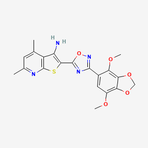 2-[3-(4,7-Dimethoxy-1,3-benzodioxol-5-yl)-1,2,4-oxadiazol-5-yl]-4,6-dimethylthieno[2,3-b]pyridin-3-amine