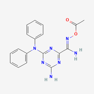 molecular formula C18H17N7O2 B14943375 N'-(acetyloxy)-4-amino-6-(diphenylamino)-1,3,5-triazine-2-carboximidamide 