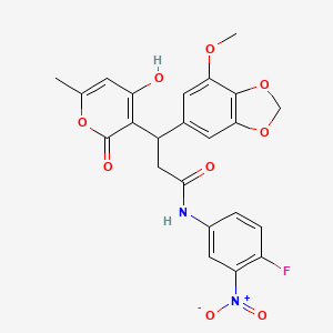 N-(4-fluoro-3-nitrophenyl)-3-(4-hydroxy-6-methyl-2-oxo-2H-pyran-3-yl)-3-(7-methoxy-1,3-benzodioxol-5-yl)propanamide