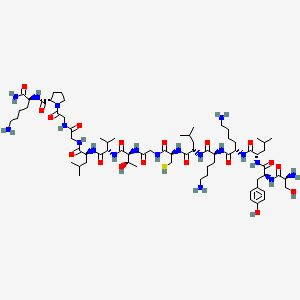 molecular formula C71H123N19O18S B1494345 (2S)-1-[2-[[2-[[(2S)-2-[[(2S)-2-[[(2S,3R)-2-[[2-[[(2R)-2-[[(2S)-2-[[(2S)-6-Amino-2-[[(2S)-6-amino-2-[[(2S)-2-[[(2S)-2-[[(2S)-2-amino-3-hydroxypropanoyl]amino]-3-(4-hydroxyphenyl)propanoyl]amino]-4-methylpentanoyl]amino]hexanoyl]amino]hexanoyl]amino]-4-methylpentanoyl]amino]-3-sulfanylpropanoyl]amino]acetyl]amino]-3-hydroxybutanoyl]amino]-3-methylbutanoyl]amino]-4-methylpentanoyl]amino]acetyl]amino]acetyl]-N-[(2S)-1,6-diamino-1-oxohexan-2-yl]pyrrolidine-2-carboxamide 