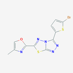 molecular formula C11H6BrN5OS2 B14943460 2-[3-(5-Bromo-2-thienyl)[1,2,4]triazolo[3,4-B][1,3,4]thiadiazol-6-YL]-4-methyl-1,3-oxazole 