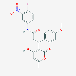 molecular formula C22H19FN2O7 B14943478 N-(4-fluoro-3-nitrophenyl)-3-(4-hydroxy-6-methyl-2-oxo-2H-pyran-3-yl)-3-(4-methoxyphenyl)propanamide 