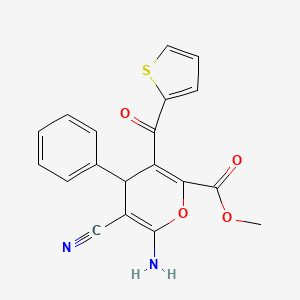 methyl 6-amino-5-cyano-4-phenyl-3-(thiophen-2-ylcarbonyl)-4H-pyran-2-carboxylate