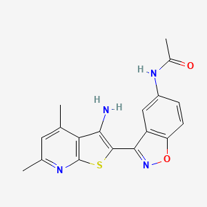 N-[3-(3-amino-4,6-dimethylthieno[2,3-b]pyridin-2-yl)-1,2-benzoxazol-5-yl]acetamide