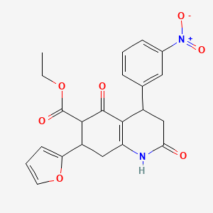 molecular formula C22H20N2O7 B14943536 Ethyl 7-(furan-2-yl)-4-(3-nitrophenyl)-2,5-dioxo-1,2,3,4,5,6,7,8-octahydroquinoline-6-carboxylate 