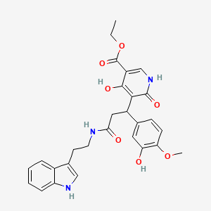 molecular formula C28H29N3O7 B14943549 ethyl 4-hydroxy-5-[1-(3-hydroxy-4-methoxyphenyl)-3-{[2-(1H-indol-3-yl)ethyl]amino}-3-oxopropyl]-6-oxo-1,6-dihydropyridine-3-carboxylate 