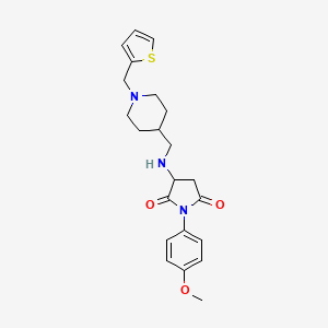 molecular formula C22H27N3O3S B14943573 1-(4-Methoxyphenyl)-3-({[1-(thiophen-2-ylmethyl)piperidin-4-yl]methyl}amino)pyrrolidine-2,5-dione 