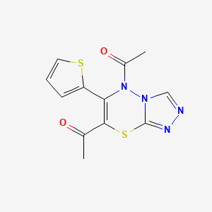 1-Ethanone, 1-[5-acetyl-6-(2-thienyl)-5H-[1,2,4]triazolo[3,4-b][1,3,4]thiadiazin-7-yl]-