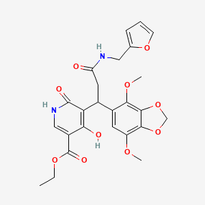 Ethyl 5-{1-(4,7-dimethoxy-1,3-benzodioxol-5-yl)-3-[(furan-2-ylmethyl)amino]-3-oxopropyl}-4-hydroxy-6-oxo-1,6-dihydropyridine-3-carboxylate