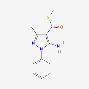 molecular formula C12H13N3OS B14943640 S-methyl 5-amino-3-methyl-1-phenyl-1H-pyrazole-4-carbothioate 