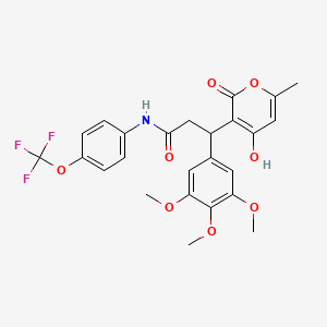 3-(4-hydroxy-6-methyl-2-oxo-2H-pyran-3-yl)-N-[4-(trifluoromethoxy)phenyl]-3-(3,4,5-trimethoxyphenyl)propanamide