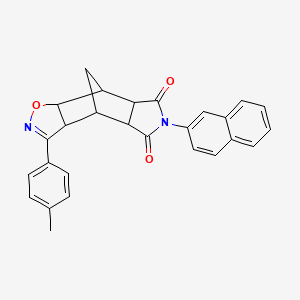 molecular formula C27H22N2O3 B14943716 3-(4-methylphenyl)-6-(naphthalen-2-yl)-4a,7a,8,8a-tetrahydro-3aH-4,8-methano[1,2]oxazolo[4,5-f]isoindole-5,7(4H,6H)-dione 