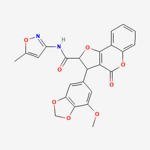 3-(7-methoxy-1,3-benzodioxol-5-yl)-N-(5-methyl-1,2-oxazol-3-yl)-4-oxo-2,3-dihydro-4H-furo[3,2-c]chromene-2-carboxamide