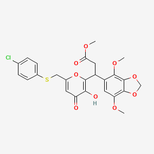 methyl 3-(6-{[(4-chlorophenyl)sulfanyl]methyl}-3-hydroxy-4-oxo-4H-pyran-2-yl)-3-(4,7-dimethoxy-1,3-benzodioxol-5-yl)propanoate