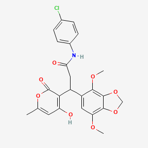 molecular formula C24H22ClNO8 B14943739 N-(4-chlorophenyl)-3-(4,7-dimethoxy-1,3-benzodioxol-5-yl)-3-(4-hydroxy-6-methyl-2-oxo-2H-pyran-3-yl)propanamide 