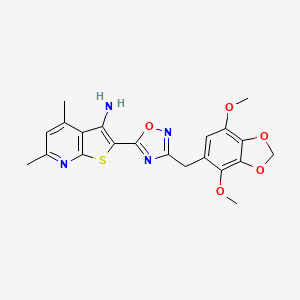 2-{3-[(4,7-Dimethoxy-1,3-benzodioxol-5-yl)methyl]-1,2,4-oxadiazol-5-yl}-4,6-dimethylthieno[2,3-b]pyridin-3-amine