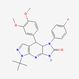 1-(Tert-butyl)-4-(3,4-dimethoxyphenyl)-5-(4-fluorophenyl)-4,4A,5,7-tetrahydroimidazo[4,5-B]pyrazolo[4,3-E]pyridin-6(1H)-one