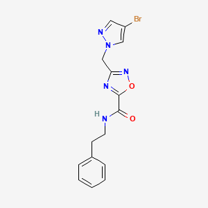 molecular formula C15H14BrN5O2 B14943818 3-[(4-bromo-1H-pyrazol-1-yl)methyl]-N-(2-phenylethyl)-1,2,4-oxadiazole-5-carboxamide 