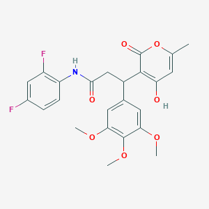 N-(2,4-difluorophenyl)-3-(4-hydroxy-6-methyl-2-oxo-2H-pyran-3-yl)-3-(3,4,5-trimethoxyphenyl)propanamide