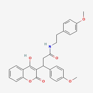 molecular formula C28H27NO6 B14943853 3-(4-hydroxy-2-oxo-2H-chromen-3-yl)-3-(4-methoxyphenyl)-N-[2-(4-methoxyphenyl)ethyl]propanamide 