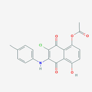 molecular formula C19H14ClNO5 B14943867 7-Chloro-4-hydroxy-5,8-dioxo-6-(4-toluidino)-5,8-dihydro-1-naphthalenyl acetate 