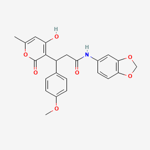 molecular formula C23H21NO7 B14943897 N-(1,3-benzodioxol-5-yl)-3-(4-hydroxy-6-methyl-2-oxo-2H-pyran-3-yl)-3-(4-methoxyphenyl)propanamide 