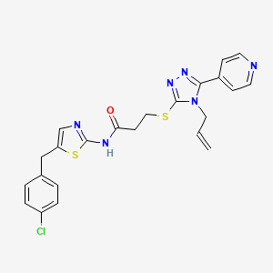 molecular formula C23H21ClN6OS2 B14943945 N-[5-(4-chlorobenzyl)-1,3-thiazol-2-yl]-3-{[4-(prop-2-en-1-yl)-5-(pyridin-4-yl)-4H-1,2,4-triazol-3-yl]sulfanyl}propanamide 