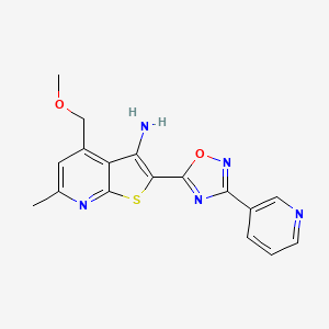 molecular formula C17H15N5O2S B14943951 4-(Methoxymethyl)-6-methyl-2-[3-(pyridin-3-yl)-1,2,4-oxadiazol-5-yl]thieno[2,3-b]pyridin-3-amine 