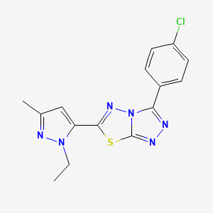 molecular formula C15H13ClN6S B14943954 3-(4-chlorophenyl)-6-(1-ethyl-3-methyl-1H-pyrazol-5-yl)[1,2,4]triazolo[3,4-b][1,3,4]thiadiazole 