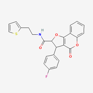 3-(4-fluorophenyl)-4-oxo-N-[2-(thiophen-2-yl)ethyl]-2,3-dihydro-4H-furo[3,2-c]chromene-2-carboxamide