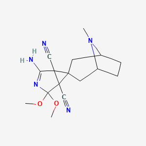 molecular formula C16H21N5O2 B14944000 2-Amino-4,4-dimethoxy-8'-methyl-3,8'-diazaspiro[bicyclo[3.1.0]hexane-6,3'-bicyclo[3.2.1]octane]-2-ene-1,5-dicarbonitrile 