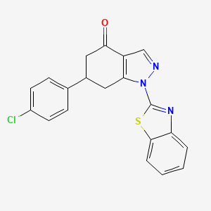 molecular formula C20H14ClN3OS B14944015 1-(1,3-benzothiazol-2-yl)-6-(4-chlorophenyl)-1,5,6,7-tetrahydro-4H-indazol-4-one 