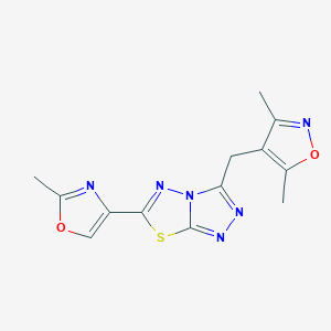 molecular formula C13H12N6O2S B14944028 3-[(3,5-Dimethyl-1,2-oxazol-4-yl)methyl]-6-(2-methyl-1,3-oxazol-4-yl)[1,2,4]triazolo[3,4-b][1,3,4]thiadiazole 