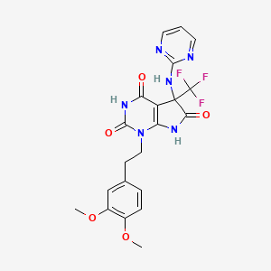 molecular formula C21H19F3N6O5 B14944041 1-[2-(3,4-dimethoxyphenyl)ethyl]-5-(pyrimidin-2-ylamino)-5-(trifluoromethyl)-5,7-dihydro-1H-pyrrolo[2,3-d]pyrimidine-2,4,6(3H)-trione 