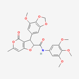 3-(7-methoxy-1,3-benzodioxol-5-yl)-6-methyl-4-oxo-N-(3,4,5-trimethoxyphenyl)-2,3-dihydro-4H-furo[3,2-c]pyran-2-carboxamide