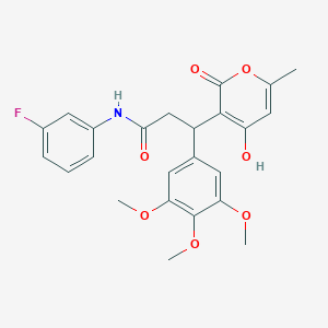 N-(3-fluorophenyl)-3-(4-hydroxy-6-methyl-2-oxo-2H-pyran-3-yl)-3-(3,4,5-trimethoxyphenyl)propanamide