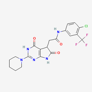 N-[4-chloro-3-(trifluoromethyl)phenyl]-2-[4,6-dioxo-2-(piperidin-1-yl)-4,5,6,7-tetrahydro-3H-pyrrolo[2,3-d]pyrimidin-5-yl]acetamide