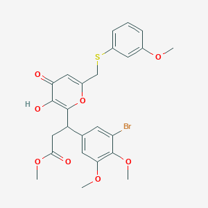 methyl 3-(3-bromo-4,5-dimethoxyphenyl)-3-(3-hydroxy-6-{[(3-methoxyphenyl)sulfanyl]methyl}-4-oxo-4H-pyran-2-yl)propanoate