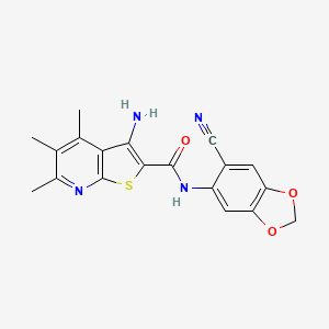 3-amino-N-(6-cyano-1,3-benzodioxol-5-yl)-4,5,6-trimethylthieno[2,3-b]pyridine-2-carboxamide