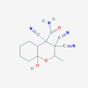 3,3,4-tricyano-8a-hydroxy-2-methyloctahydro-2H-chromene-4-carboxamide