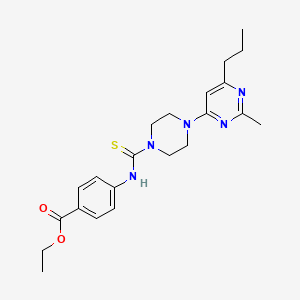 molecular formula C22H29N5O2S B14944159 Ethyl 4-({[4-(2-methyl-6-propylpyrimidin-4-yl)piperazin-1-yl]carbonothioyl}amino)benzoate 