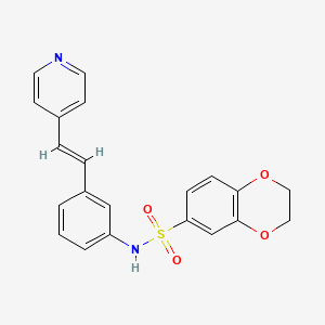 molecular formula C21H18N2O4S B14944179 N-{3-[(E)-2-(pyridin-4-yl)ethenyl]phenyl}-2,3-dihydro-1,4-benzodioxine-6-sulfonamide 