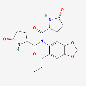 molecular formula C20H23N3O6 B14944196 5-Oxo-N-(5-oxopyrrolidine-2-carbonyl)-N-(6-propyl-2H-13-benzodioxol-5-YL)pyrrolidine-2-carboxamide 