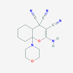 molecular formula C16H19N5O2 B14944219 2-amino-8a-(morpholin-4-yl)-4a,5,6,7,8,8a-hexahydro-4H-chromene-3,4,4-tricarbonitrile 