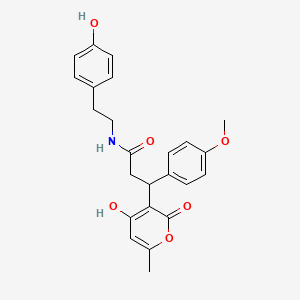 molecular formula C24H25NO6 B14944298 3-(4-hydroxy-6-methyl-2-oxo-2H-pyran-3-yl)-N-[2-(4-hydroxyphenyl)ethyl]-3-(4-methoxyphenyl)propanamide 