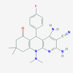 2,4-Diamino-10-(dimethylamino)-5-(4-fluorophenyl)-8,8-dimethyl-6-oxo-5,6,7,8,9,10-hexahydrobenzo[b][1,8]naphthyridine-3-carbonitrile