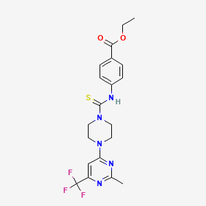 molecular formula C20H22F3N5O2S B14944314 Ethyl 4-[({4-[2-methyl-6-(trifluoromethyl)pyrimidin-4-yl]piperazin-1-yl}carbonothioyl)amino]benzoate 