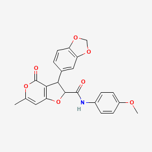 molecular formula C23H19NO7 B14944343 3-(1,3-benzodioxol-5-yl)-N-(4-methoxyphenyl)-6-methyl-4-oxo-2,3-dihydro-4H-furo[3,2-c]pyran-2-carboxamide 